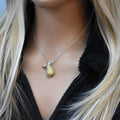 Silver 925 Yellow CZ Gold Plated Pear Pendant Necklace - BGP00040