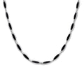 Rhodium Plated 925 Sterling Silver Onyx Cat's Eye Link Necklace - BGP01484