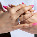 Silver 925 Rhodium Plated Black and White CZ Heart Ring - BGR00021