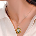 Silver 925 Rhodium and Gold Plated Hammered Circle Clear Pave Set CZ Leverback Earring and Necklace Set - BGS00129