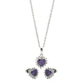 Rhodium Plated 925 Sterling Silver Purple Heart Cluster Set - BGS00324