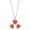 Rhodium Plated 925 Sterling Silver Cushion Triangle Red CZ Set - BGS00326