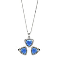 Rhodium Plated 925 Sterling Silver Cushion Triangle Blue CZ Set - BGS00327