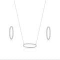 Rhodium Plated 925 Sterling Silver Open Oval CZ Set - BGS00600