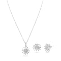 Rhodium Plated 925 Sterling Silver Clear Sunflower CZ Sets - BGS00622CLR