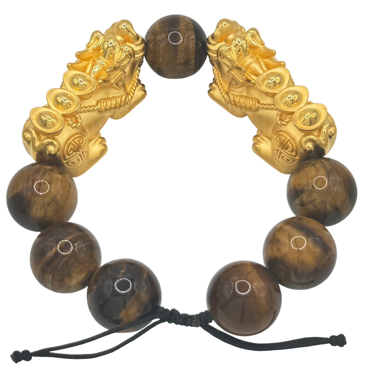 24K Yellow Gold Large Double Pi Xiu Bead Bracelet