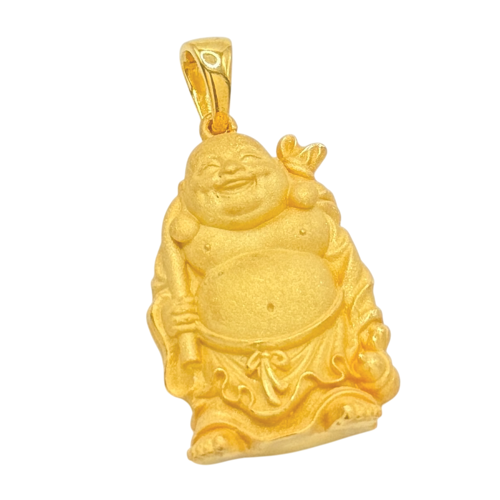 Solid gold Buddha Pendant, front view