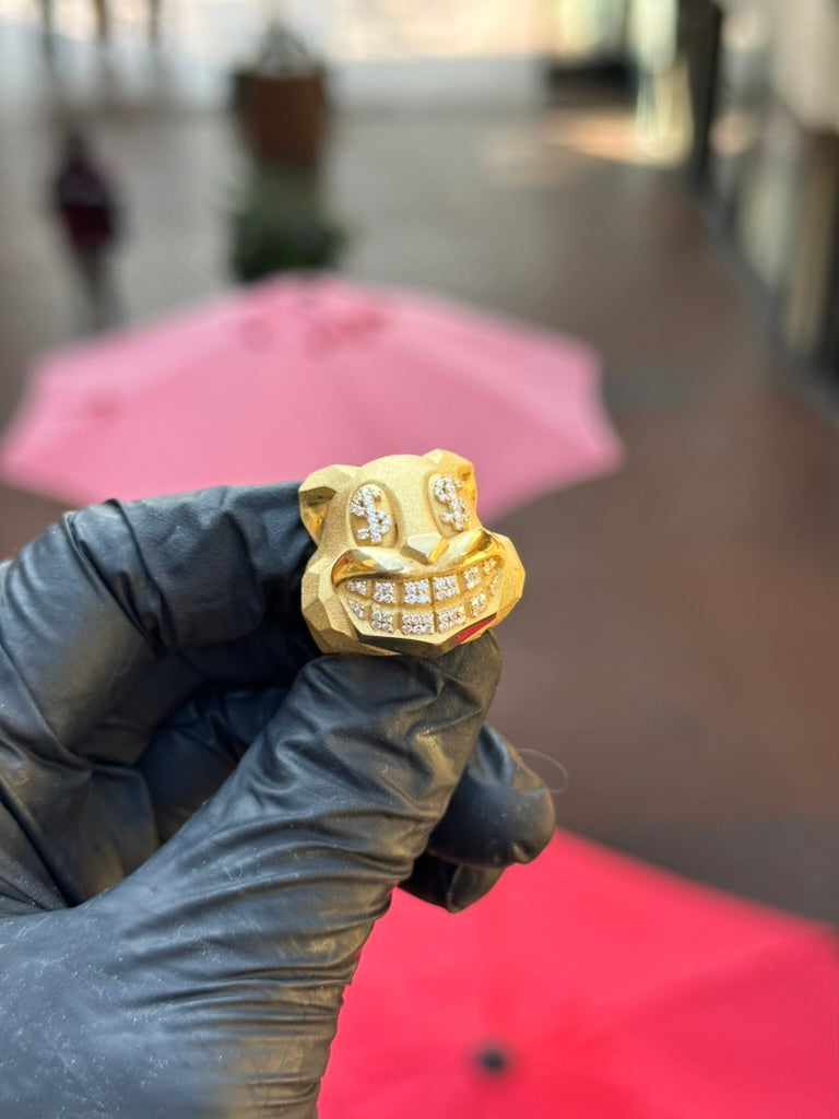 Cashed Squirrel Ring, full-face squirrel ring with a diamond grill and diamond-set eyes