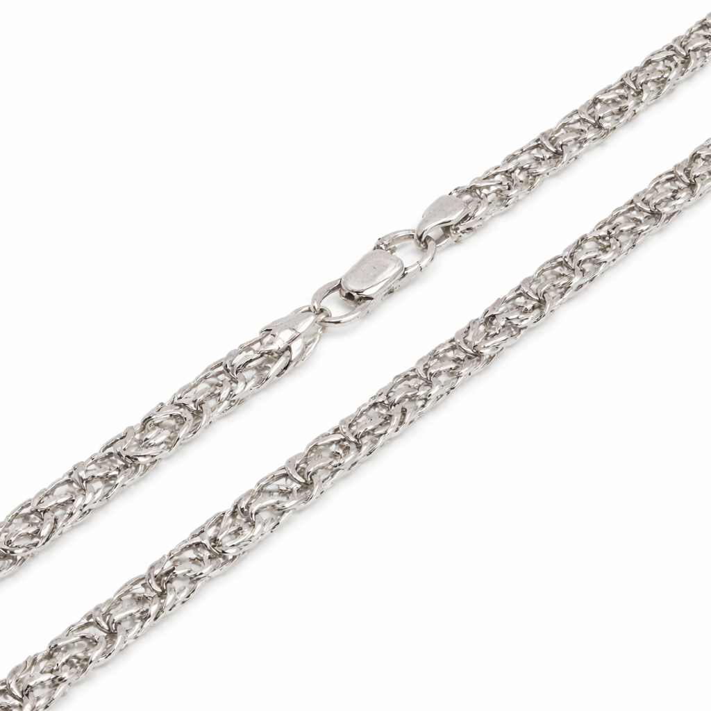925 Sterling Silver Diamond Cut Square Byzantine 060 2.6mm Chain - CH837