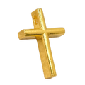 Solid gold Simple Cross with Hidden Bail Pendant, rounded arms with a drilled hidden bail
