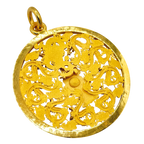 Large 9 Dragons Circle gold pendant, finished reverse