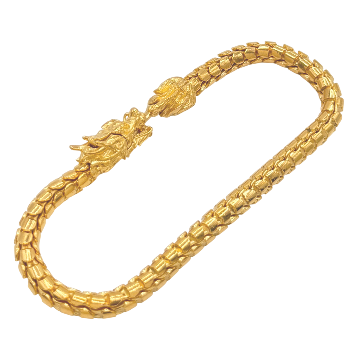 5MM Solid Dragon Biting Tail Scale Bracelet in solid 10K-24K gold
