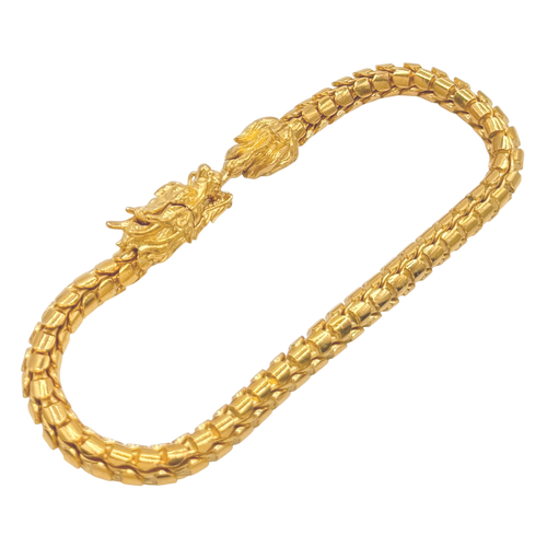 5MM Solid Dragon Biting Tail Scale Bracelet in solid 10K-24K gold