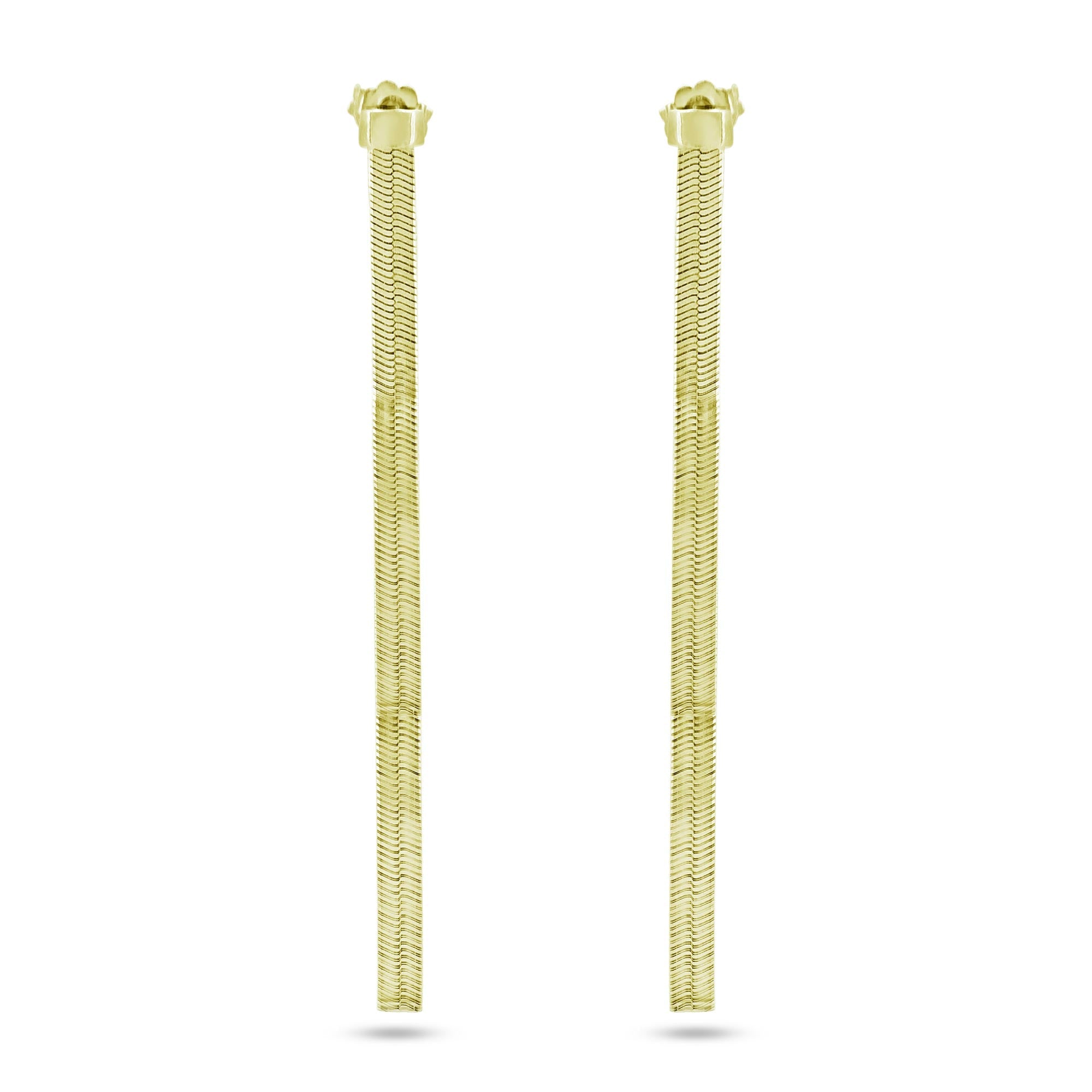 Gold Plated 925 Sterling Silver Herringbone Dangling Stud Earrings - ECE00065GP