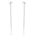 Rhodium Plated 925 Sterling Silver Multi Herringbone Dangling Crescent Stud Earrings - ECE00066RH