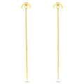 Gold Plated 925 Sterling Silver Multi Herringbone Dangling Crescent Stud Earrings - ECE00066GP