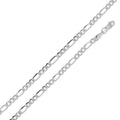Rhodium Plated 925 Sterling Silver Flat Light Weight Figaro 120 Chain 4.4mm - CH1-120 RH