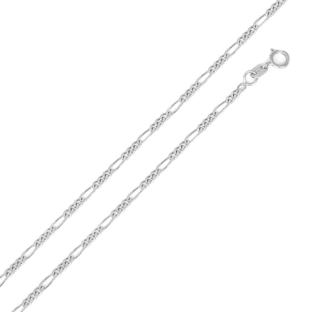 Rhodium Plated 925 Sterling Silver Figaro 050 Chain 1.7mm - CH1-050 RH