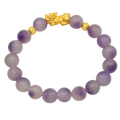 24K Yellow Gold Pi Xiu Purple Gradient Jade Bead Bracelet