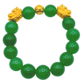 24K Yellow Gold Double Pi Xiu Ingot Jade Bead Bracelet