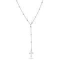 Rhodium Plated 925 Sterling Silver Beaded Rosary Necklace - GCP00004-RH