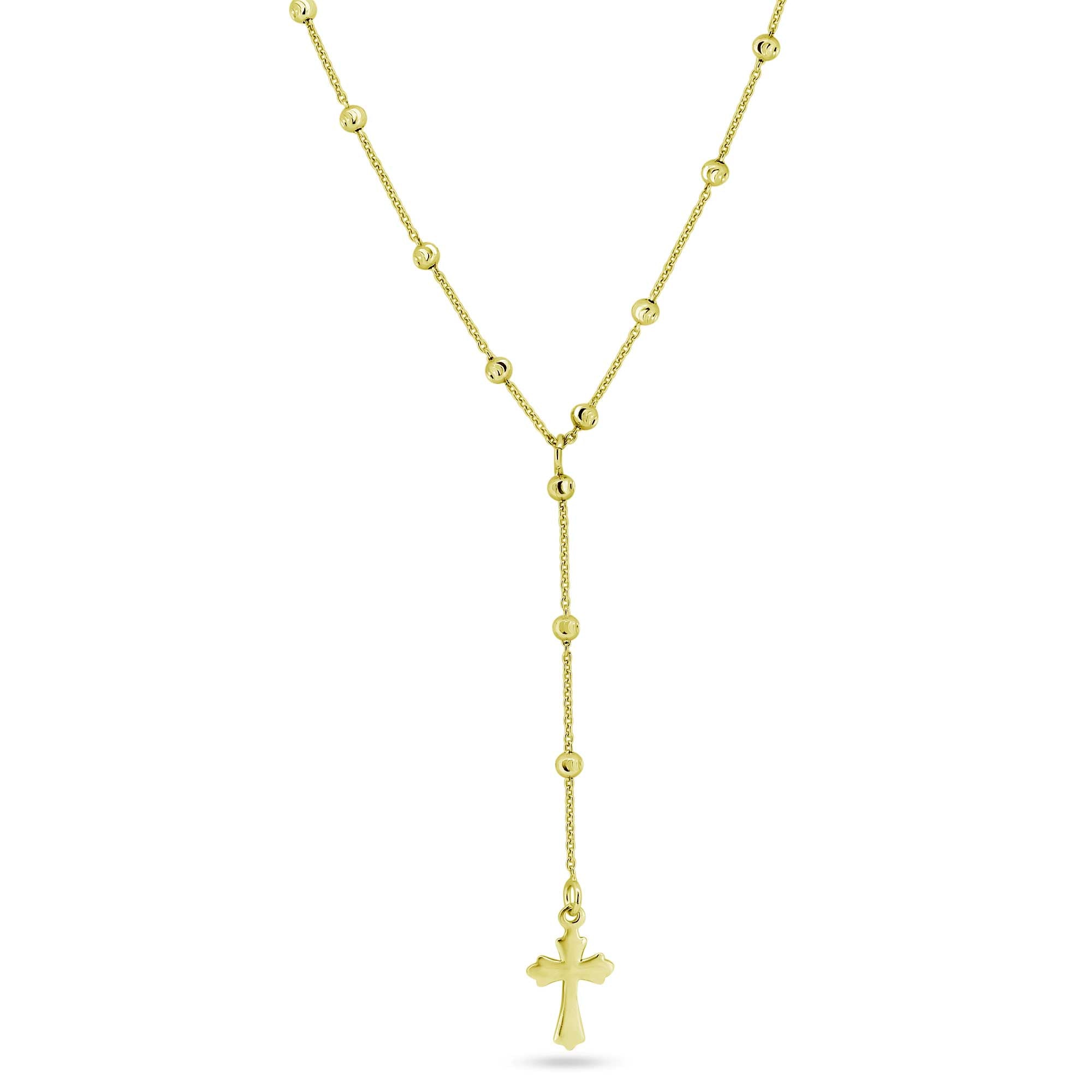 Gold Plated 925 Sterling Silver Beaded Rosary Necklace - GCP00004-GP