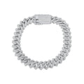 Rhodium Plated 925 Sterling Silver Moissanite Encrusted Miami Cuban Link 10.2mm Bracelet - MGMB00076