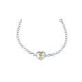 Rhodium Plated 925 Sterling Silver Diamond Cut Quincinera Heart Infinity Clear CZ Bracelet - GMB00113RG