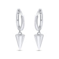 Rhodium Plated 925 Sterling Silver Punk Spikes 11mm Hoop Huggie Earrings - GME00145