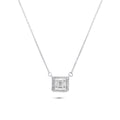 Rhodium Plated 925 Sterling Silver Round Baguette CZ Square Necklace - GMN00200
