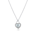 Rhodium Plated 925 Sterling Silver Heart CZ Mother of Pearl Necklace - GMN00203