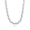 Rhodium Plated 925 Sterling Silver Teardrop and Baguette CZ Stone Encrusted 7.4mm Adjustable Tennis Necklace - GMN00205