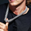 Rhodium Plated 925 Sterling Silver CZ Encrusted Miami Cuban Link 25mm Chain - GMN00245