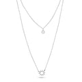 Rhodium Plated 925 Sterling Silver Double Chain Open Sun Smiley Necklace - GMN00201