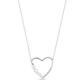 Rhodium Plated 925 Sterling Silver Clear CZ Open Heart MOM Necklace - GMN00207