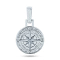 Rhodium Plated 925 Sterling Silver CZ Small Northern Star Medallion Pendant - GMP00105
