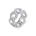 Rhodium Plated 925 Sterling Silver Curb Baguette Clear CZ 10.3mm Ring - GMR00399