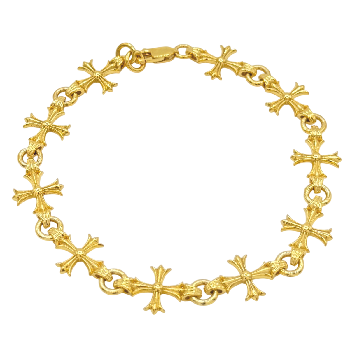 10MM Solid Gothic Style Cross Bracelet in solid 10K-24K gold