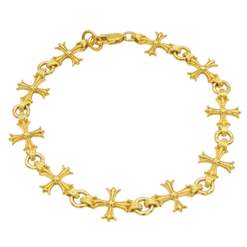 10MM Solid Gothic Style Cross Bracelet in solid 10K-24K gold