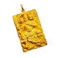 Solid gold Large God of War Guan Gong Pendant, the war god enthroned among dragons in deep relief