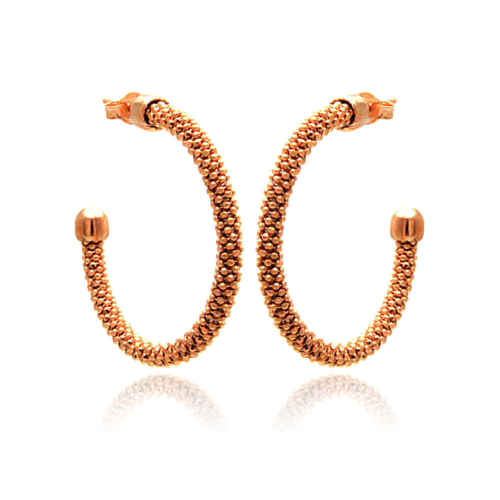 Silver 925 Rose Gold Plated Hoop Earrings - ITE00042RGP