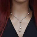 Rhodium & Rose Gold Plated 925 Sterling Silver Italian Textured Bead Dangle Necklace - ITN00011