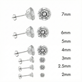 Rhodium Plated 925 Sterling Silver Round Lab Grown Diamonds Push Back Earring
