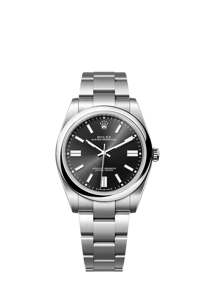 Rolex Stainless Steel Oyster Perpetual - 41mm - Bright black
