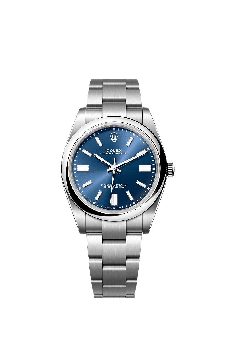 Rolex Stainless Steel Oyster Perpetual - 41mm - Bright blue