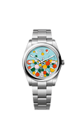 Rolex Stainless Steel Oyster Perpetual - 41mm - Turquoise blue, Celebration motif