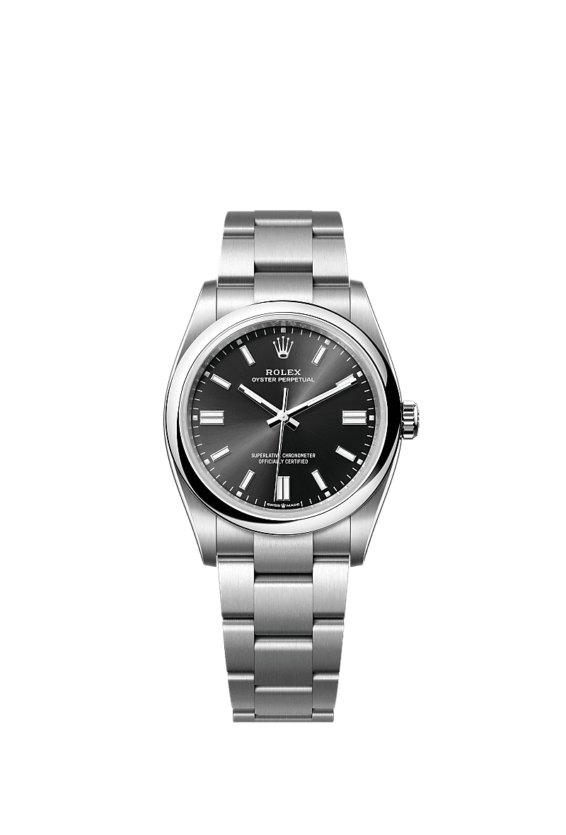 Rolex Stainless Steel Oyster Perpetual - 36mm - Bright black