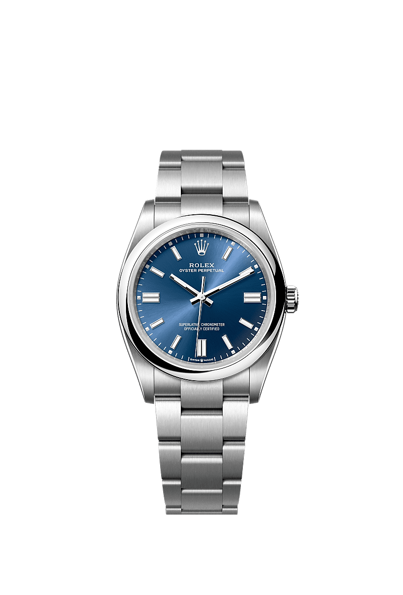 Rolex Stainless Steel Oyster Perpetual - 36mm - Bright blue