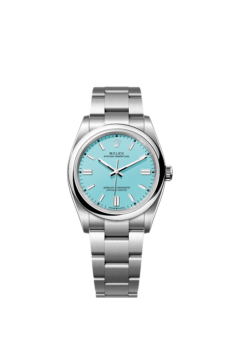 Rolex Stainless Steel Oyster Perpetual - 36mm - Turquoise blue