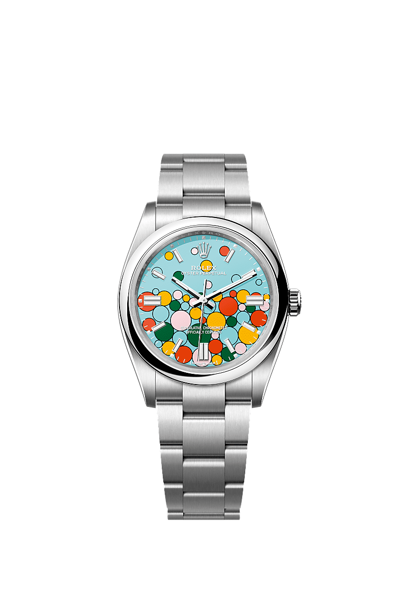 Rolex Stainless Steel Oyster Perpetual - 36mm - Turquoise blue, Celebration motif